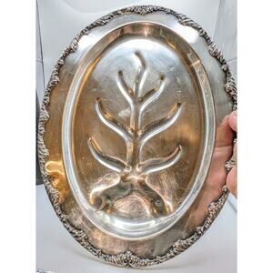 Vintage/Antique King Richard Silver Plate Large Heavy Footed Meat Platter